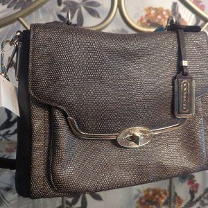 NWT Coach Madison Small Sadie Flap Satchel In Glitter Lizard